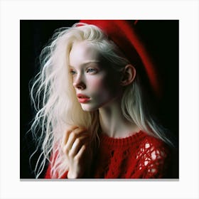 Portrait Of A Girl In Red 1 Canvas Print