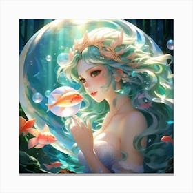Anime Art, Mermaid and a pearl 1 Canvas Print