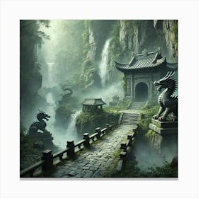 A Mysterious Scene Showing A Hidden Entrance To Th Canvas Print