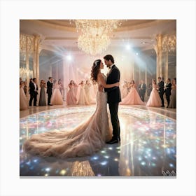 An Ultra Realistic 3d Rendering Of An Opulent Wedding Celebration Lavish Victorian Golden Decorated Canvas Print