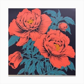 Peony 3 Pop Art Illustration Square Canvas Print