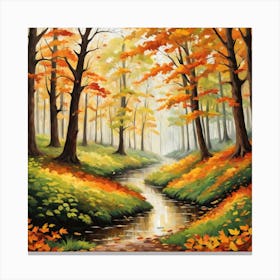 Forest In Autumn In Minimalist Style Square Composition 342 Canvas Print