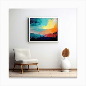 Mock Up Canvas Framed Art Gallery Wall Mounted Textured Print Abstract Landscape Portrait (7) Canvas Print