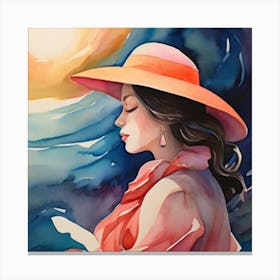 Woman In A Hat Canvas Print