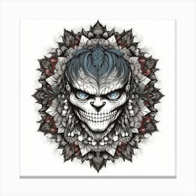 Skull With Blue Eyes Canvas Print