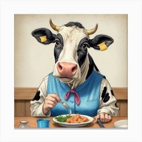 Cow Eating Canvas Print