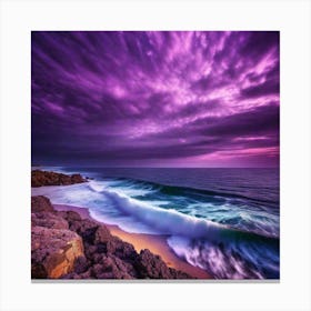 Purple Storm Clouds Over The Ocean Canvas Print