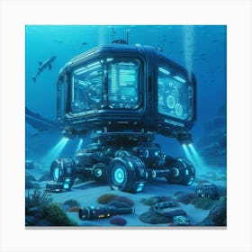 Underwater Futuristic City Canvas Print