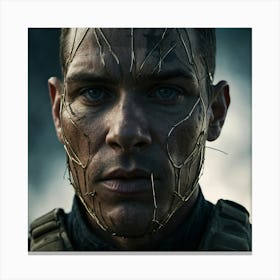 Soldier With Wires On His Face Canvas Print