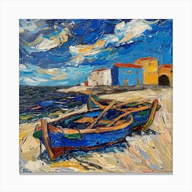 Van Gogh Style: Fishing Boats in Saintes-Maries-de-la-Mer Series 1 Canvas Print