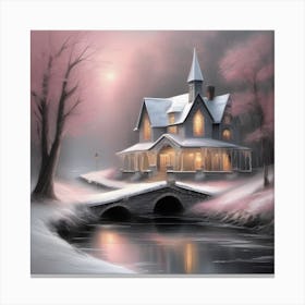 House By The River Watercolor Landscape 1 Canvas Print