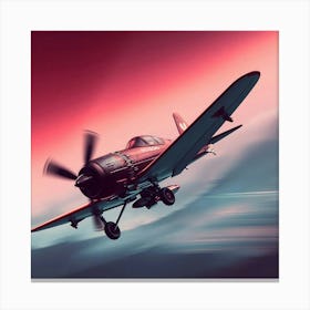 A Futuristic Sci Fi Styled Image Of A Vintage Plane Doing Stunts, Rich In Burgundy And Deep Blue Hues, With Blurred Lines, Action Poses, Sophisticated Elegance, Advanced Technology, And Space Elements Canvas Print