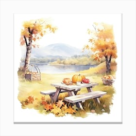 Autumn Picnic Table 5 Canvas Print