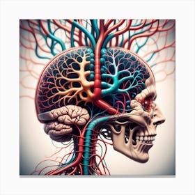 Human Brain With Blood Vessels 10 Canvas Print