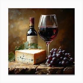 Wine And Cheese Art 1 Canvas Print