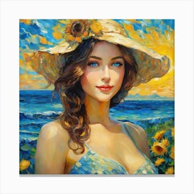 Woman In A Hatty Canvas Print