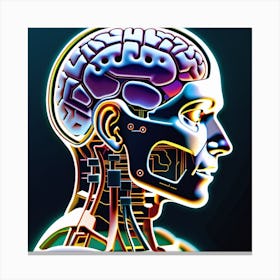 Human Brain With A Computer Canvas Print