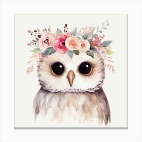 Owl With Flowers Canvas Print