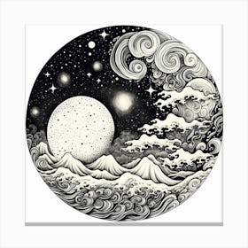 Moon And Stars 3 Canvas Print