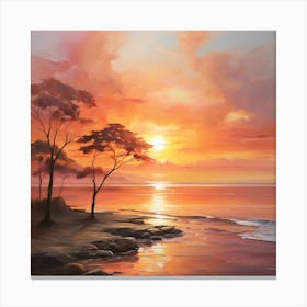 Sunset At The Beach Canvas Print