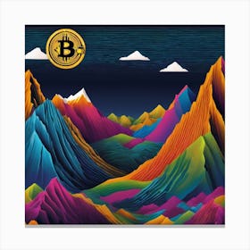 Bitcoin Rising Behind The Mountain Canvas Print