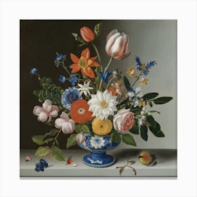 A Still Life Of Flowers In A Wanli Vase, Ambrosius Bosschaert the Elder 3 Canvas Print