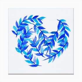 Leaves Curved Blue Canvas Print