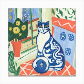 Matisse Inspired Open Window Cat 4 Canvas Print
