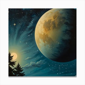 Moon And Stars Canvas Print