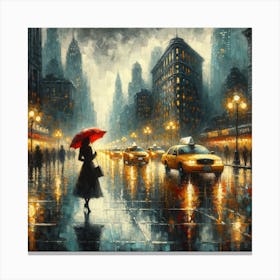 Rainy Night In New York City Art Print Canvas Print