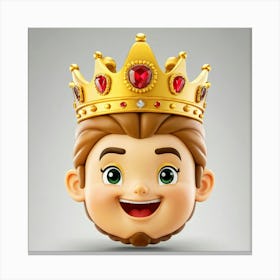 Smiling Emoji Crowned With An Intricate Gold Regal Tiara Expression Exudes Happiness And Royal Eleg Canvas Print