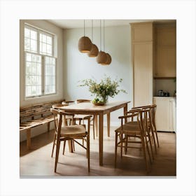 A Photo Of A Kitchen With A Modern Dining Table 2 Canvas Print