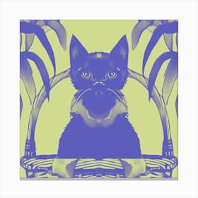 Cat Meow Pastel Chartreuse Canvas Print