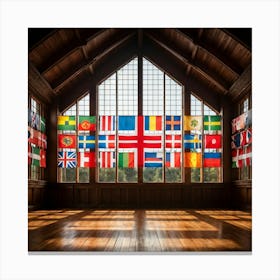 A Collection Of Intricately Designed Global Country Flags Aligned Neatly In A Grid With Each Flag (3) Canvas Print