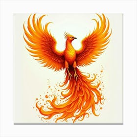 Majestic Phoenix Rising From The Flames, Watercolor Art 1 Canvas Print