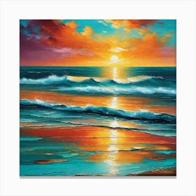 Sunset On The Beach 1068 Canvas Print