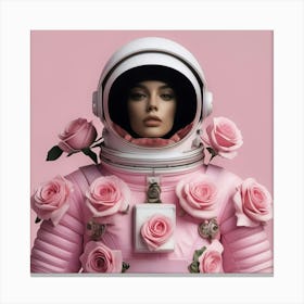 Pink Roses Astronaut 2 Canvas Print