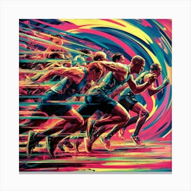 Olympic Runners Abstract Art Print Canvas Print