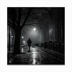 Man Walks Down A Dark Street 1 Canvas Print