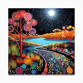 Aboriginal Art Neon Canvas Print