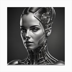 Cyborg Woman face on Created by using Imagine AI Art Canvas Print