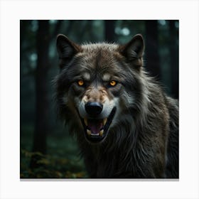 Wolf In The Forest Canvas Print