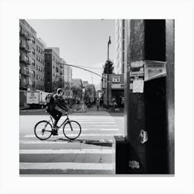 Man On Bike In New York City Canvas Print
