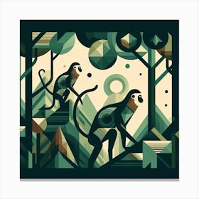 Monkeys In The Forest Canvas Print