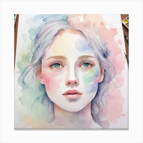 Watercolor Of A Girl 19 Canvas Print