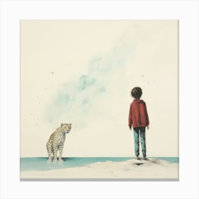 Boy And A Cheetah Canvas Print