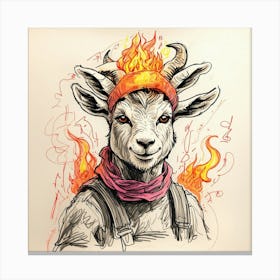 Goat On Fire 12 Canvas Print