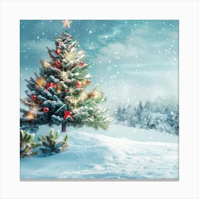 Christmas Banner Texture With A Snowy Landscape 1 Canvas Print