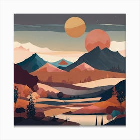 Boho Art Minimalist Landscape Mountains (13) Canvas Print