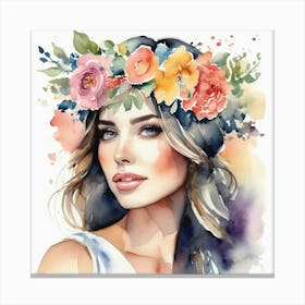 watercolour portrait girl Canvas Print